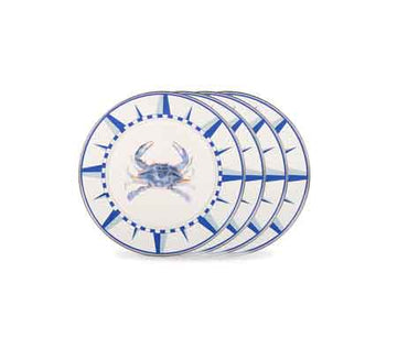 Blue Crab Enamelware Dinner Plate, 10.5", Set of 4
